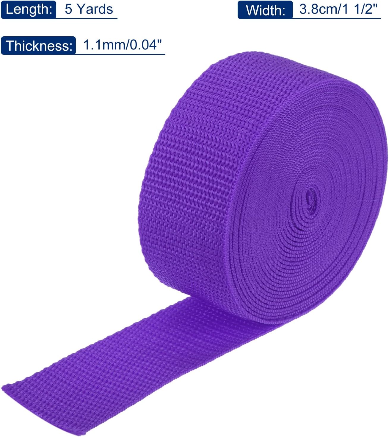 MECCANIXITY Lightweight Polypropylene Webbing Strap 1 1/2" 5 Yard Backpack Strapping Band Dark Purple for Outdoor Luggage Cargo Straps