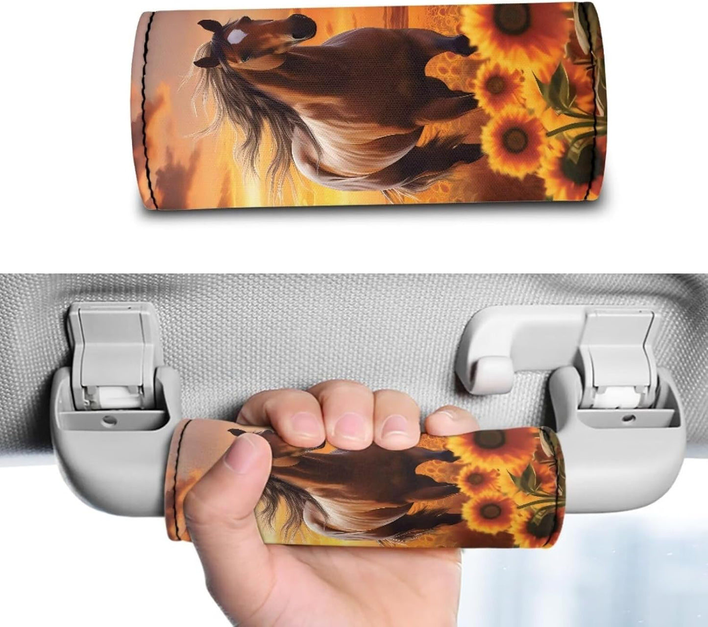 Horse Set of 2 Pcs Luggage Handle Wraps Set Sunflower Suitcase Protective Handle Cover Soft Luggage Identifiers Multipurpose Door Handle Protection Sleeves Cover