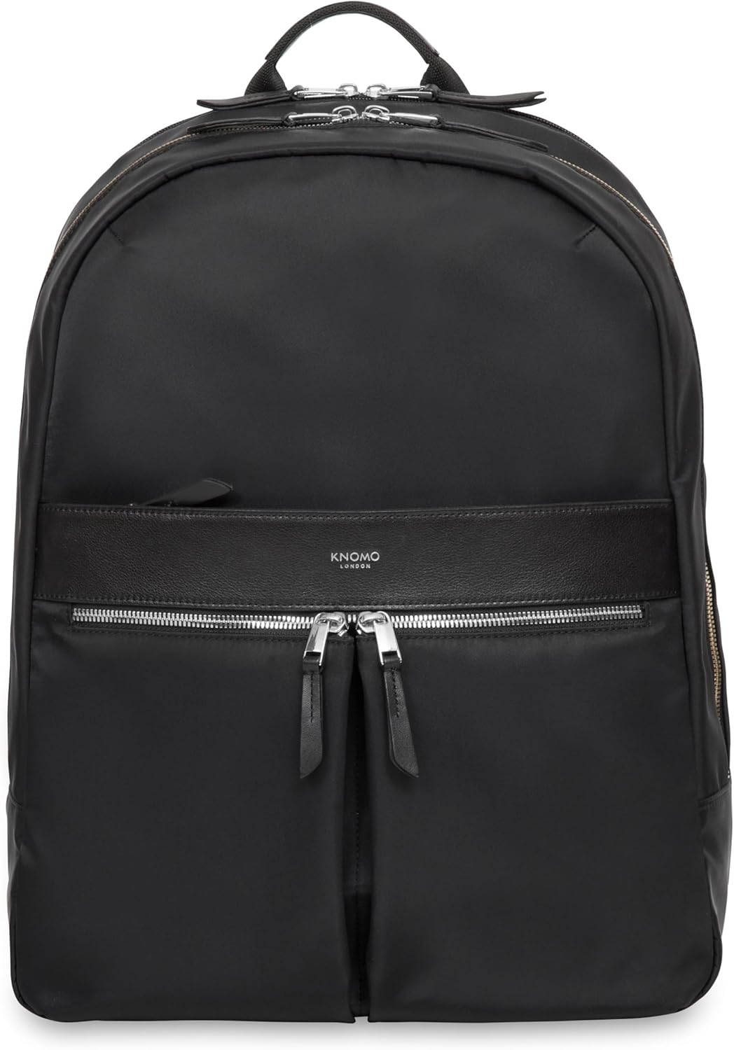 KNOMO Beaufort 15.6" Laptop Backpack Work Bag Purse Large Travel Rucksack with Silver Zip, Black