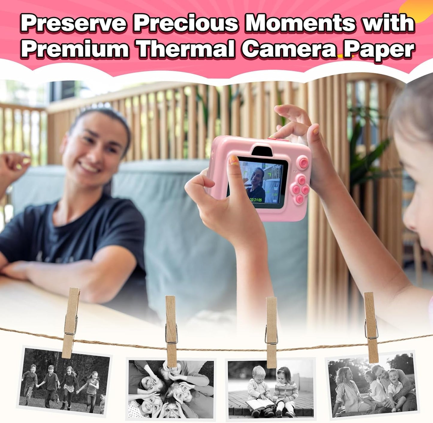 Kids Camera Instant Photo Printing Paper Roll, 6 Rolls Leebotree Thermal Print Refill Fit for Most