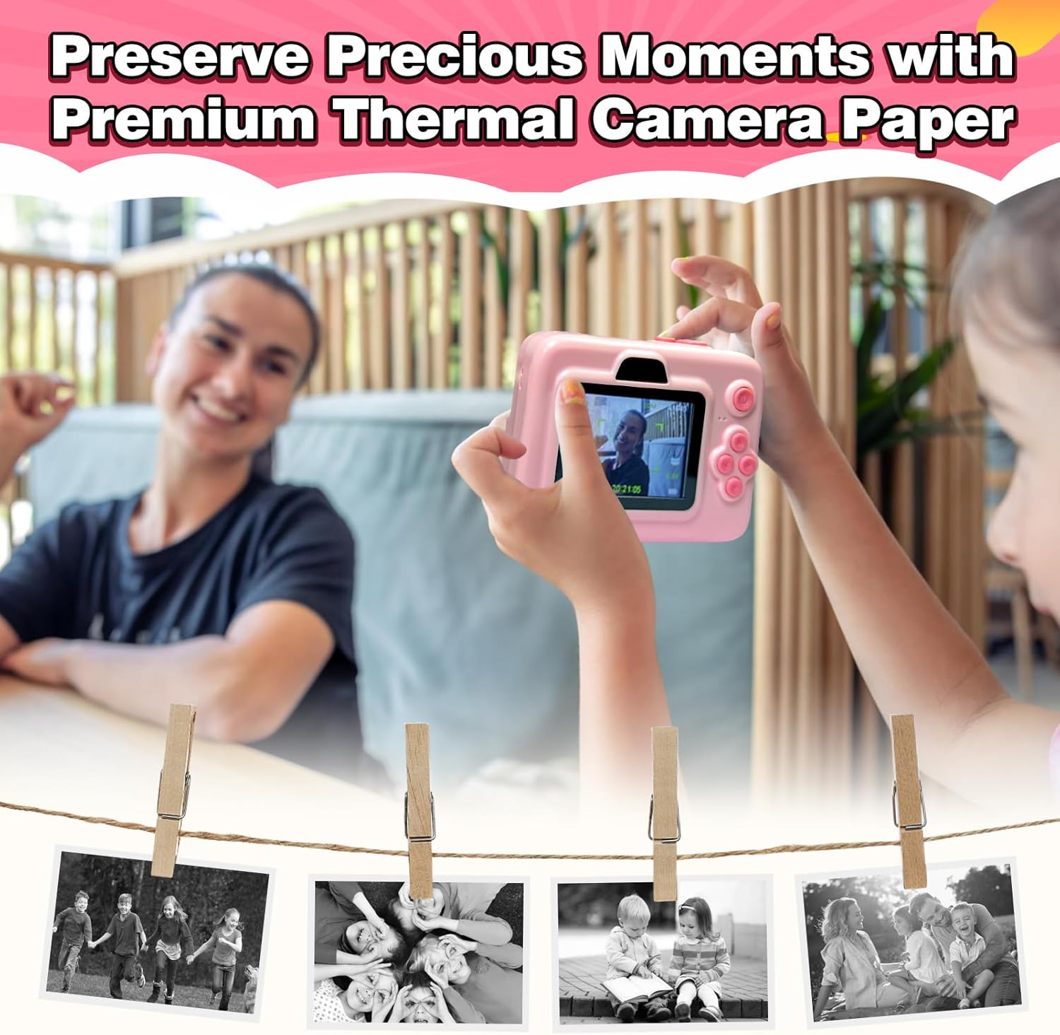Kids Camera Instant Photo Printing Paper Roll, 6 Rolls Leebotree Thermal Print Refill Fit for Most