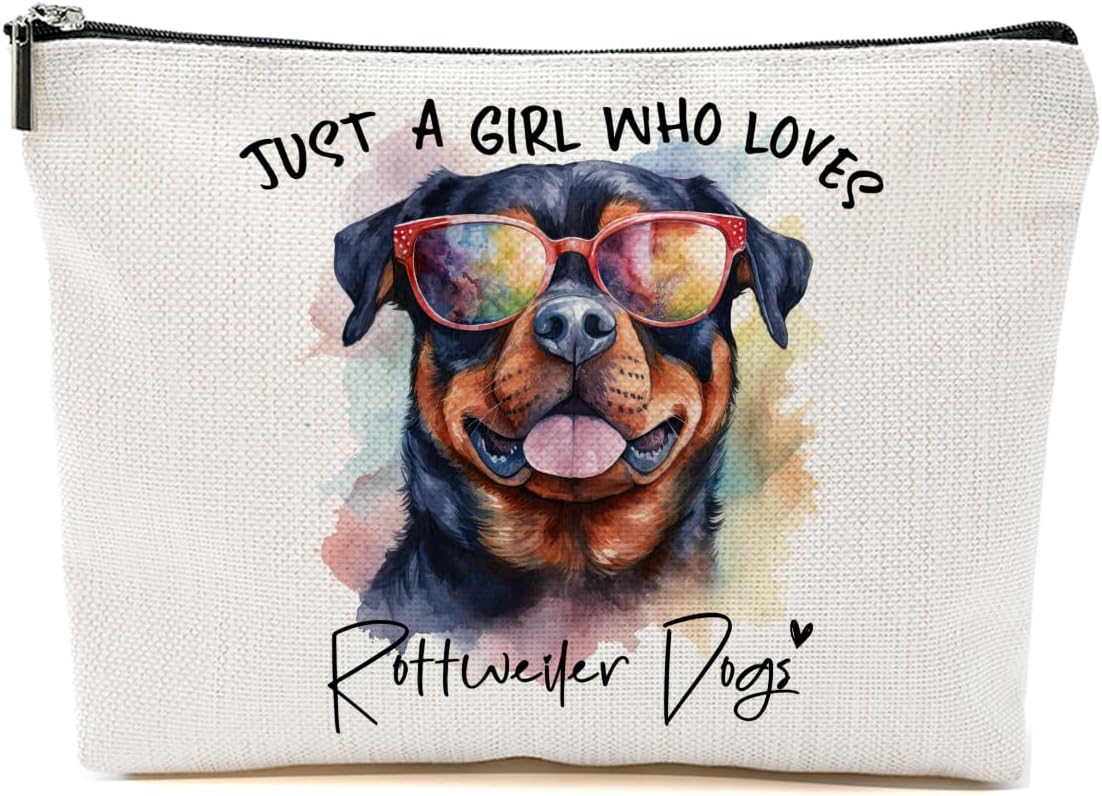 Rottweiler Gifts for Woman Makeup Bag Rottweiler Lovers Cosmetic Bag Travel Organizer Bags Makeup Pouch, Christmas Birthday Friendship Animal Lovers Gifts for Women Girls Sisters