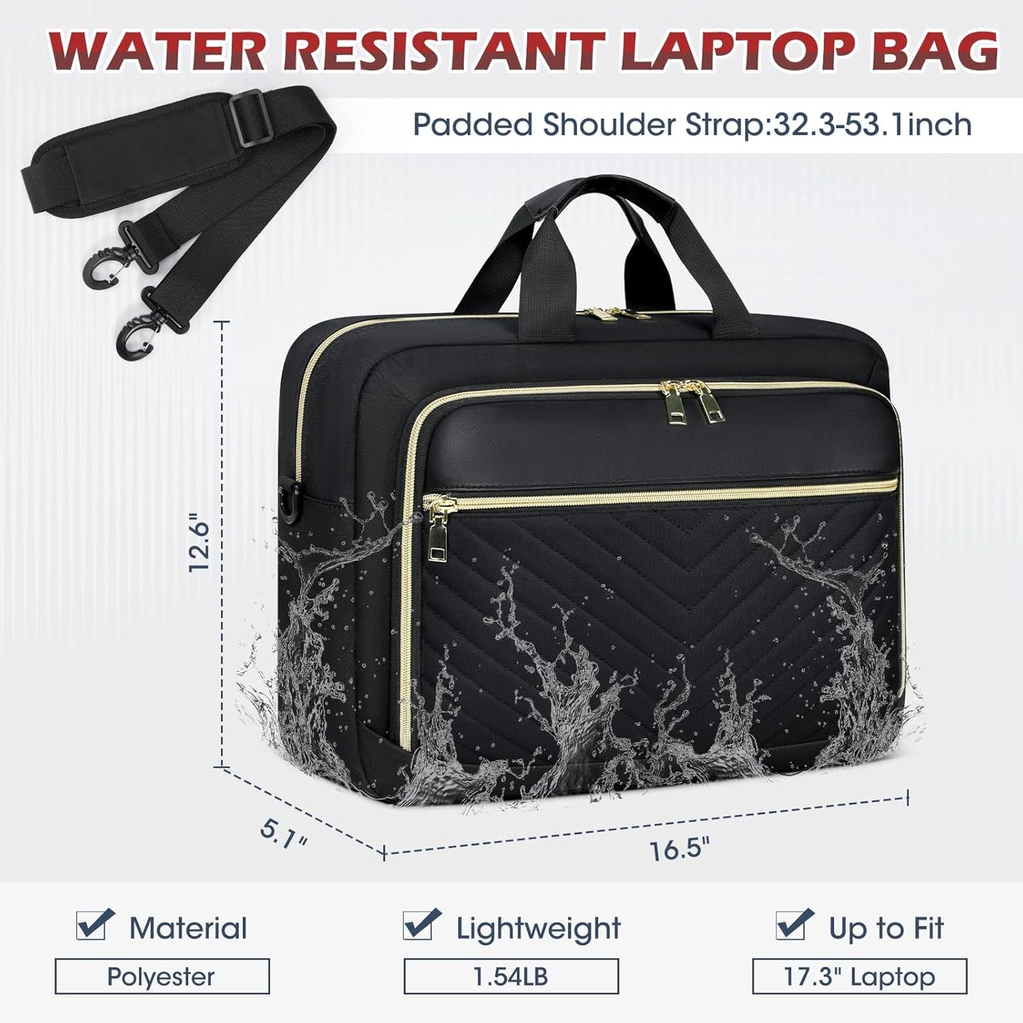 NEWHEY Laptop Bag 17.3 Inch Laptop Briefcase for Women Men Waterproof Shoulder Messenger Bag Large