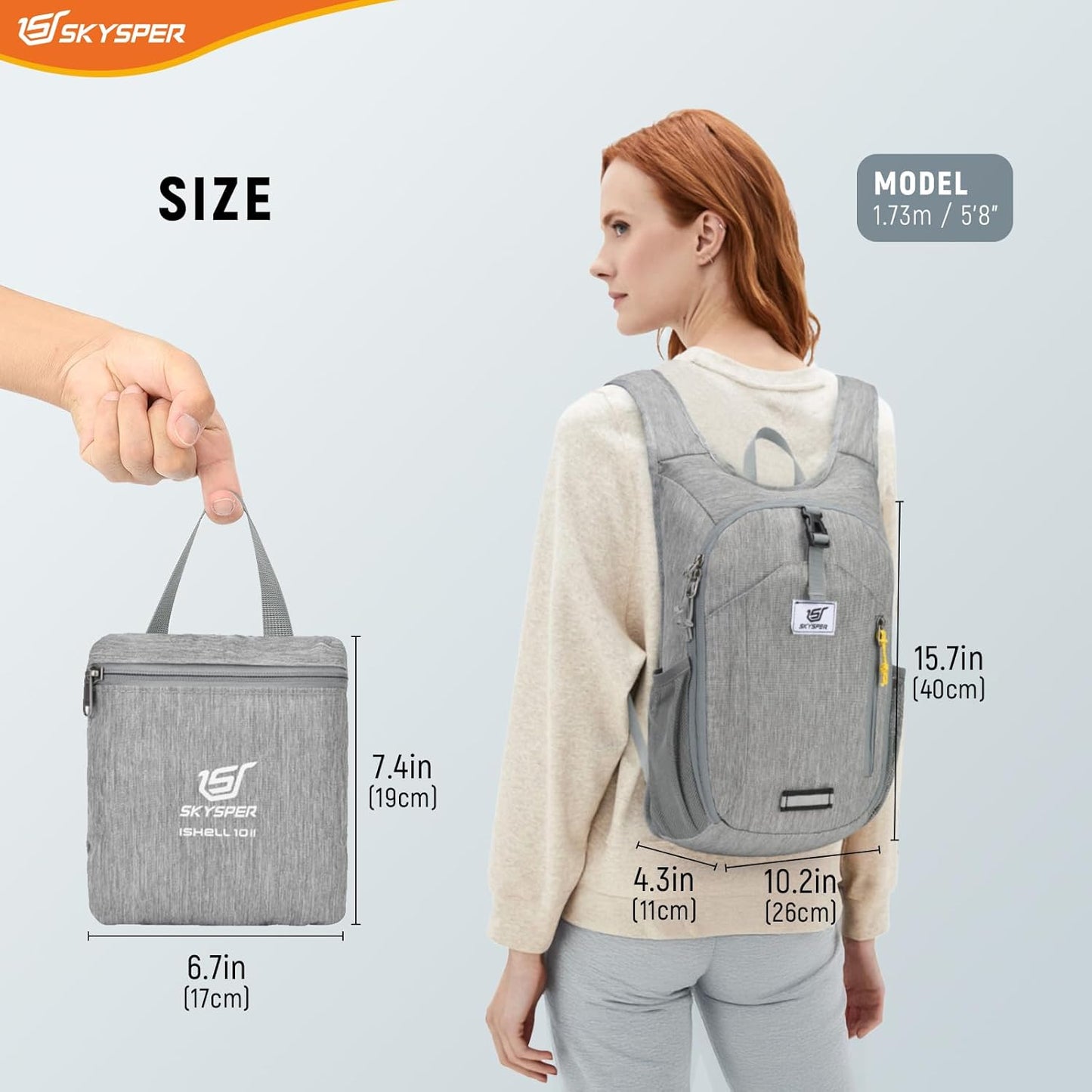 SKYSPER Small Hiking Backpack 10L Foldable Daypack Packable Lightweight Hiking Daypack Travel Day Pack for Women Men