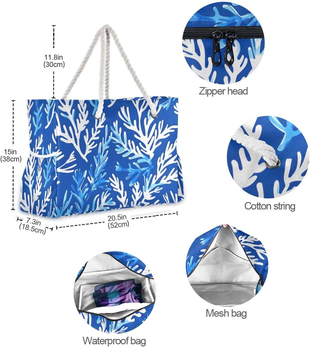 senya Large Beach Bags Totes Swim Canvas Tote Shoulder Bag Water Resistant Bags for Gym Travel Daily