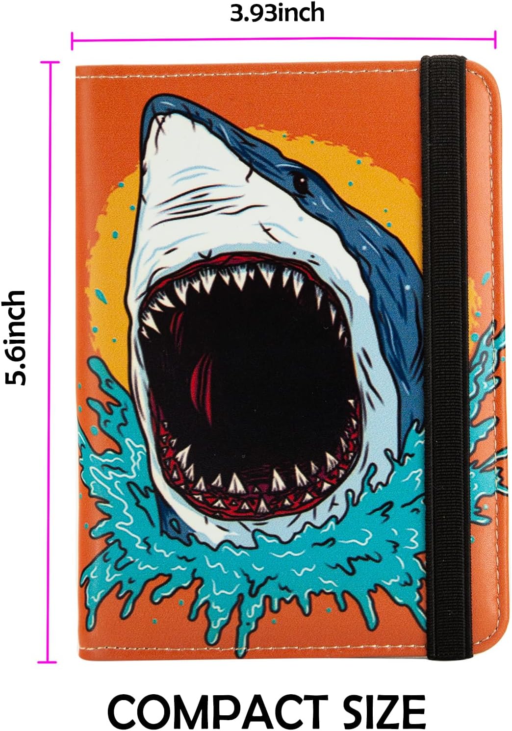 Passport Holder Women,RFID Blocking Travel Wallet,Leather Card Case Travel Document Organizer Credit Card Holder Girl Men (Shark-1)