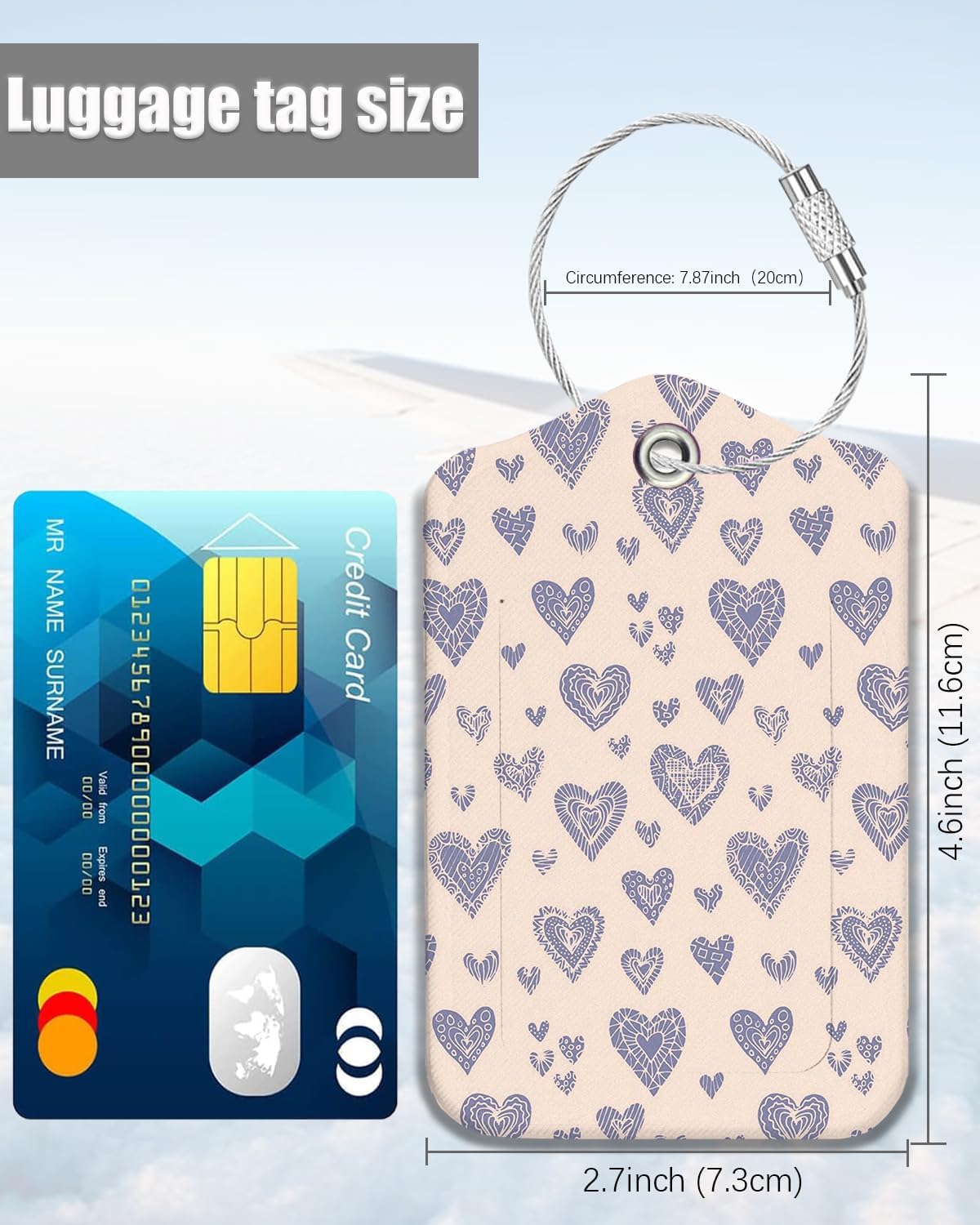 2 Pack Luggage Tags for Suitcase, Cute Chil Heart Leather Suitcase Tags Cruise Ship with Privacy Cover and Double Metal Loop for Women Men Girls Boys Travel Baggage Bag Backpack Tags Pink