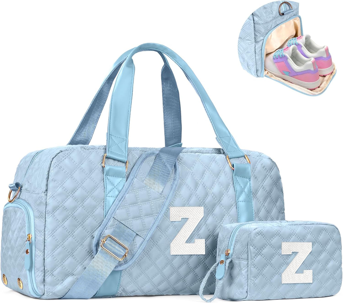 Initial Gym Bag for Kids Girls, Travel Duffel Bag, Teacher Appreciation Gifts Ideas, Mother's Day Gift Ideas