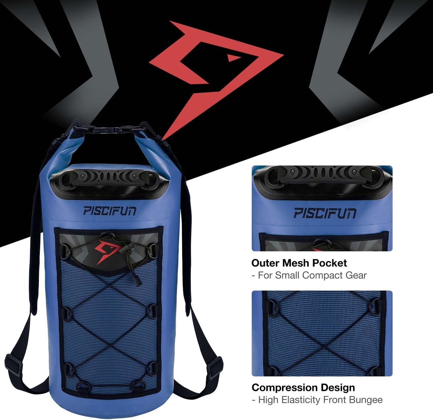 Piscifun Dry Bag, Waterproof Floating Backpack 10L/20L/30L/40L with Waterproof Phone Case for Boating, Kayaking, Fishing
