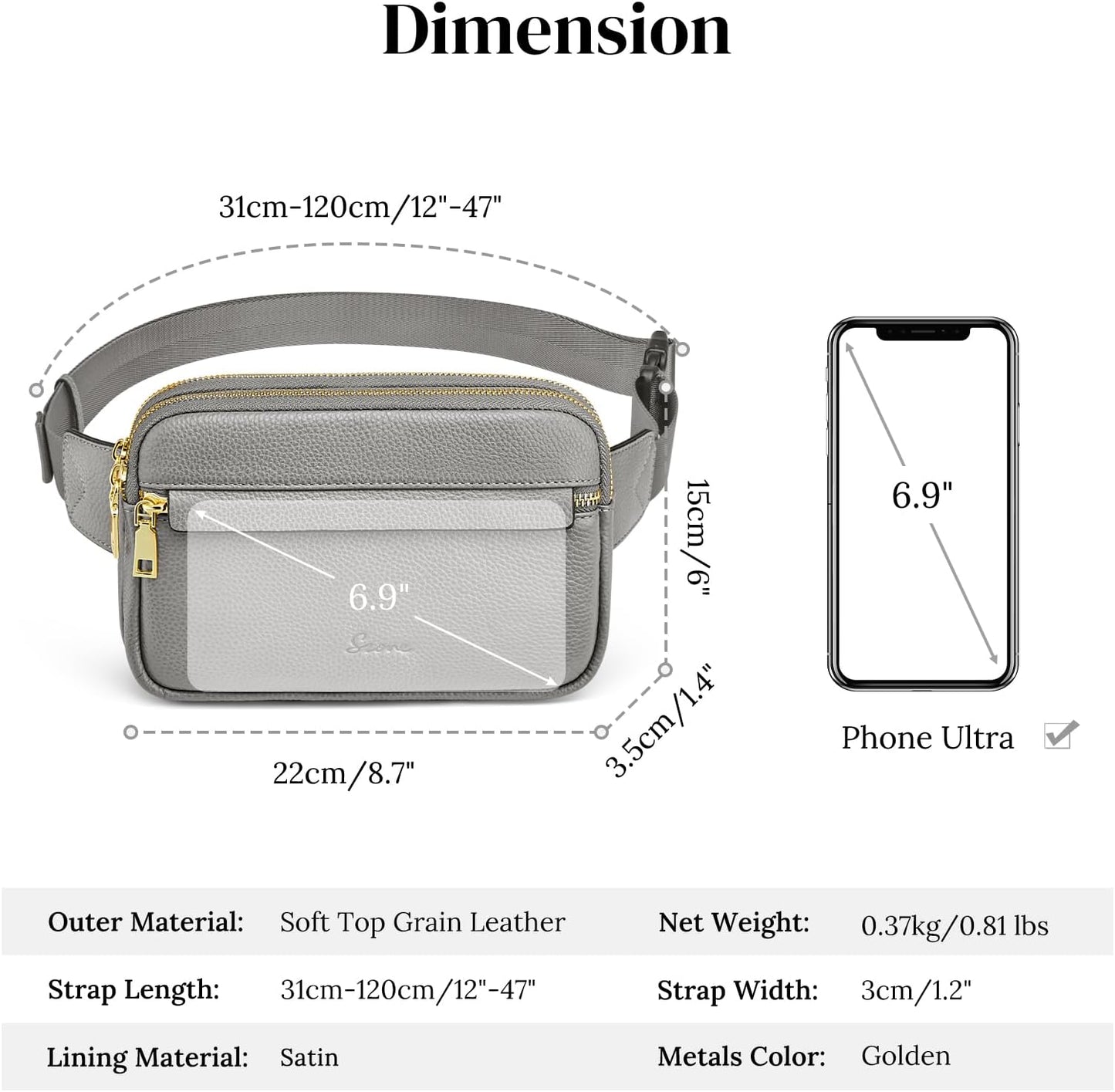 S-ZONE Fanny Packs for Women Genuine Leather RFID Blocking Crossbody Bags Purses Sling Waist Chest Bag Gifts Travel Running Adjustable Strap Men