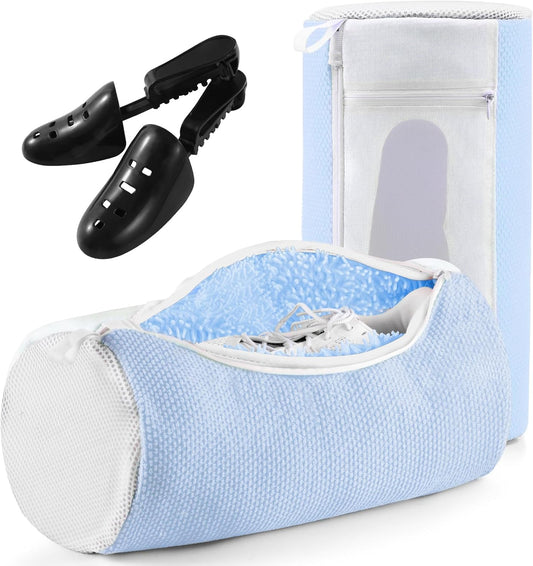 Shoe Washing Machine Bag for Washer and Dryer - Reusable Lint-free, Large Sneaker Laundry Bag for Tennis Home Shoe Washing Kit, Includes Shoes Trees to Prevent Deformation, Blue 2pcs
