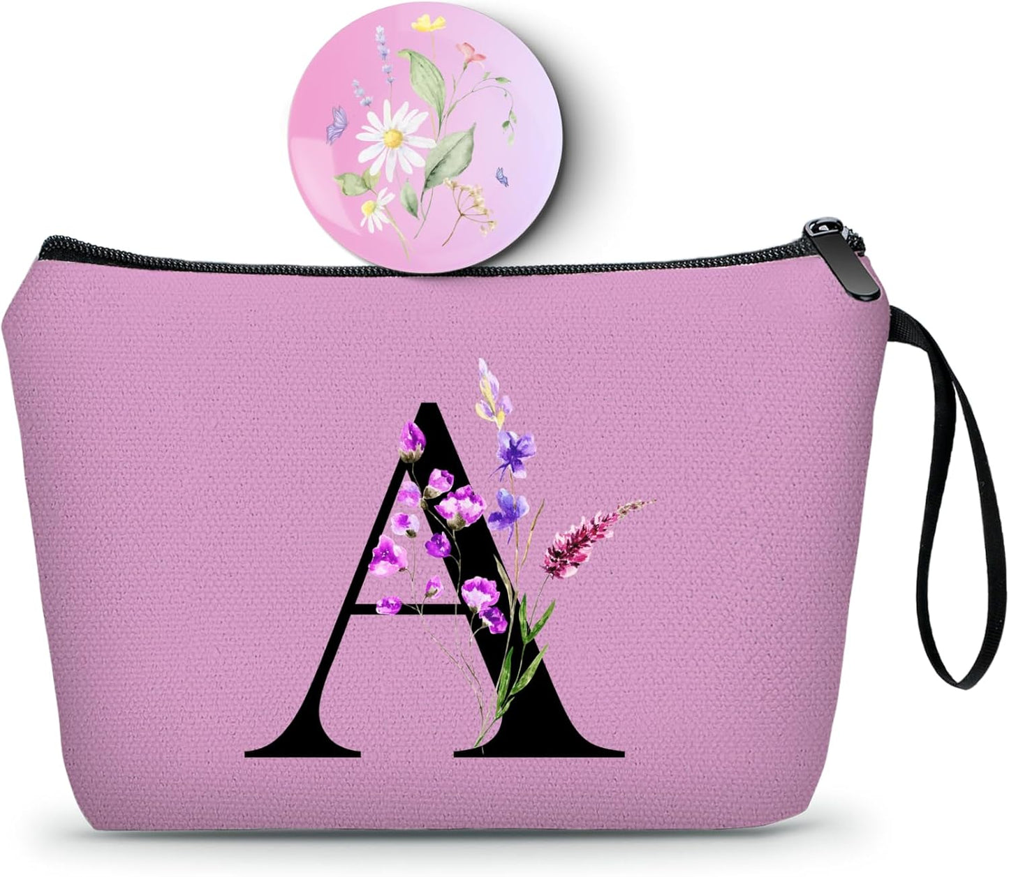 SEAMOON Maid of Honor Friendship Birthday Gifts for Women Her Aunt Sister Bridesmaid Coworkers Bride Personalized Makeup Cosmetic bag with Mirror Mothers Day Christmas Graduation A