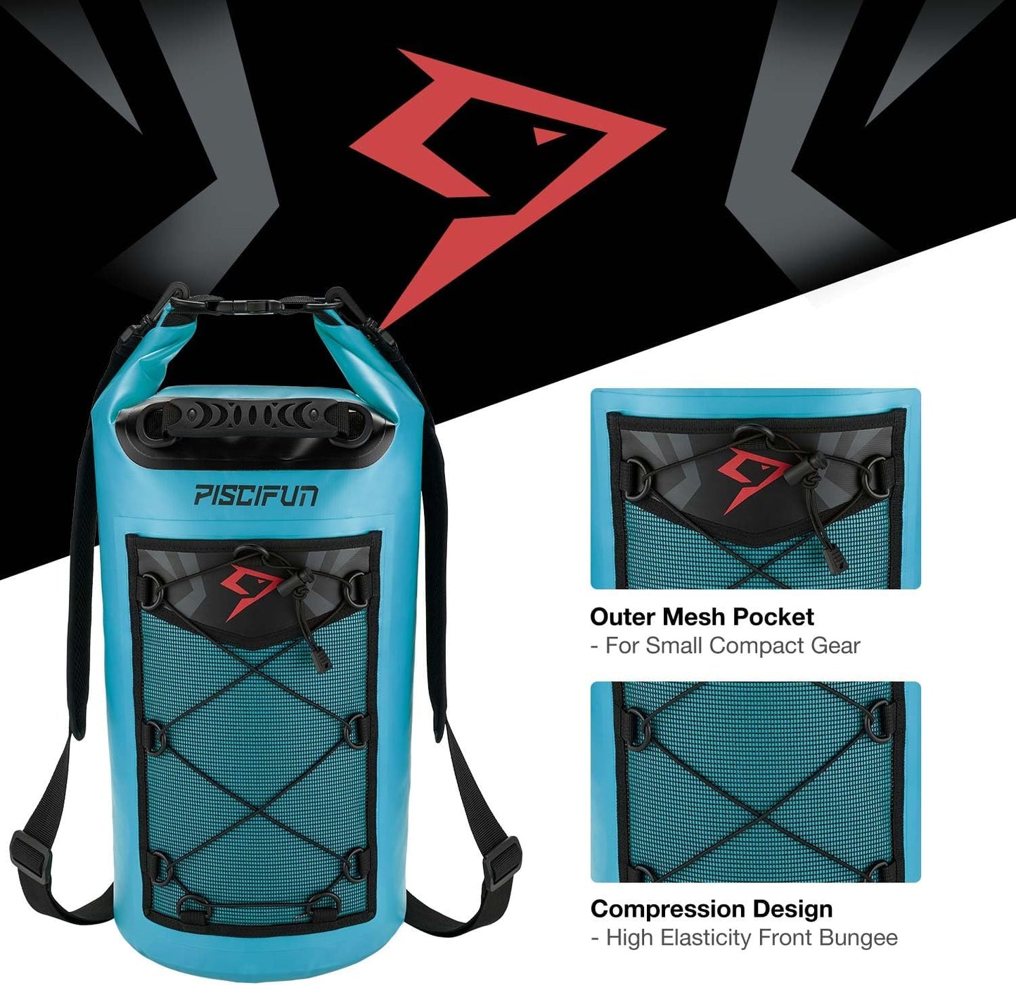 Piscifun Dry Bag, Waterproof Floating Backpack 10L/20L/30L/40L with Waterproof Phone Case for Boating, Kayaking, Fishing