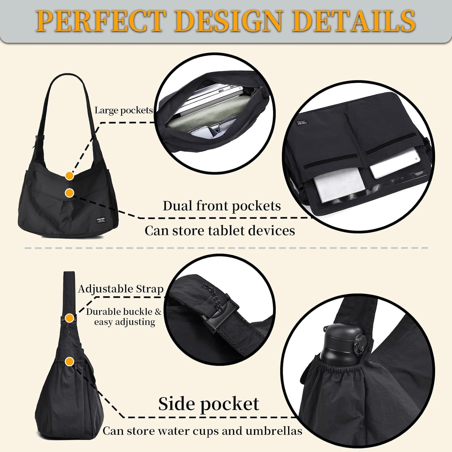 FSD.WG Men Messenger Bag Laptop Bag Shoulder Bag Large Capacity Computer Casual Bag for Work