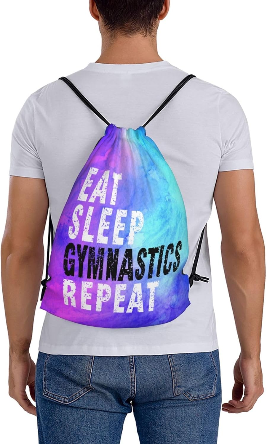 Gymnastics Drawstring Backpack Light Gym String Bag Pink Water Resistant Sackpack Sport Yoga Daypack For Womens Mens