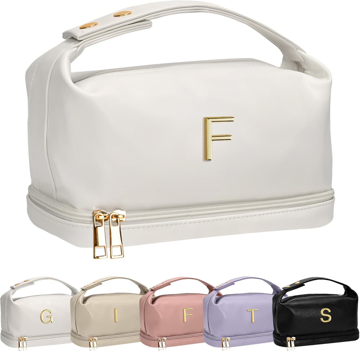 Bridal Party Gifts-Personalized Makeup Bags with Handle, Layer Cosmetic Bag, Travel Toiletry Bag