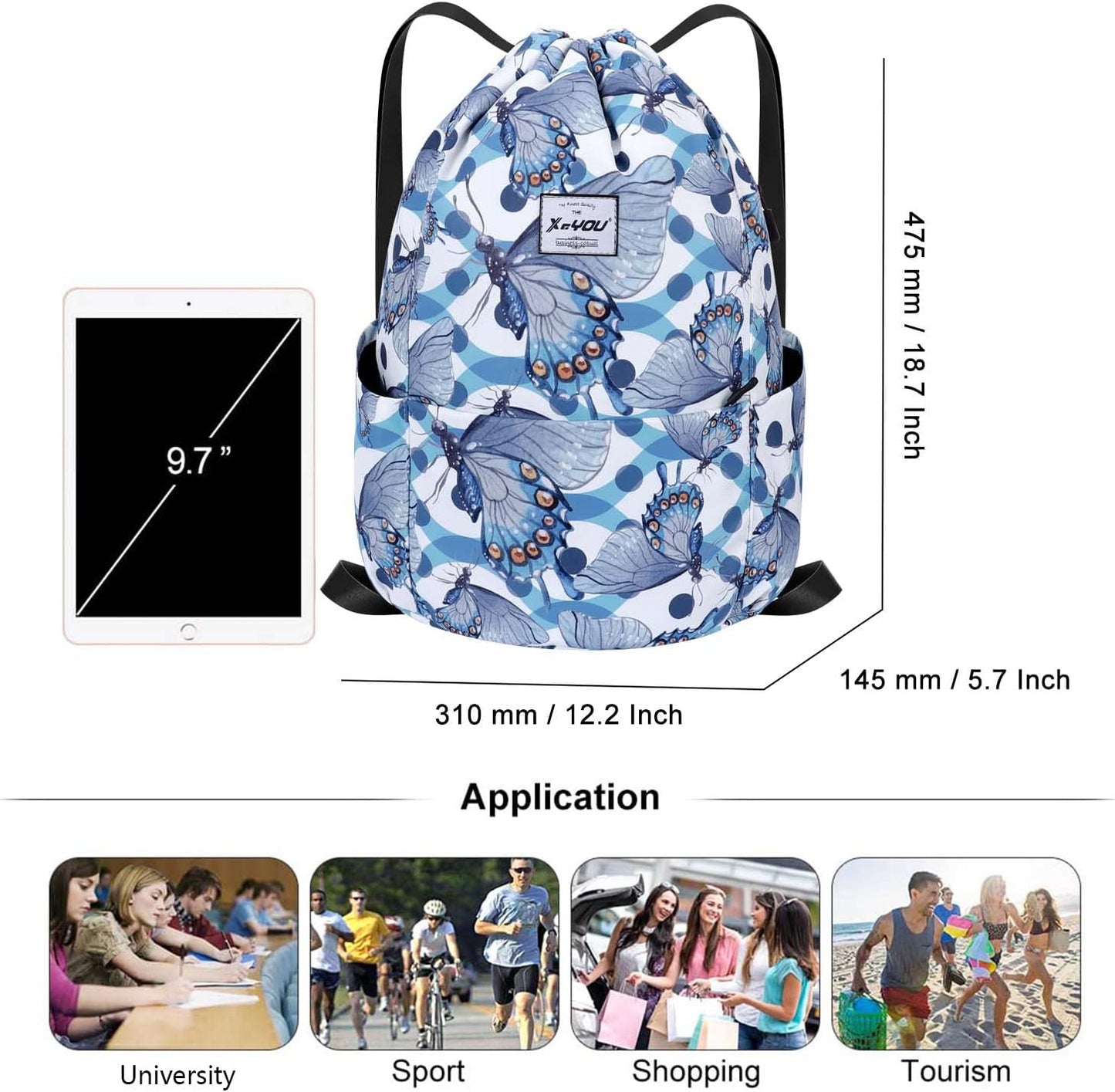 XEYOU Drawstring Sports Backpack Lightweight Gym Yoga Sackpack Shoulder Rucksack Casual Outdoor Daypack for Women and Men