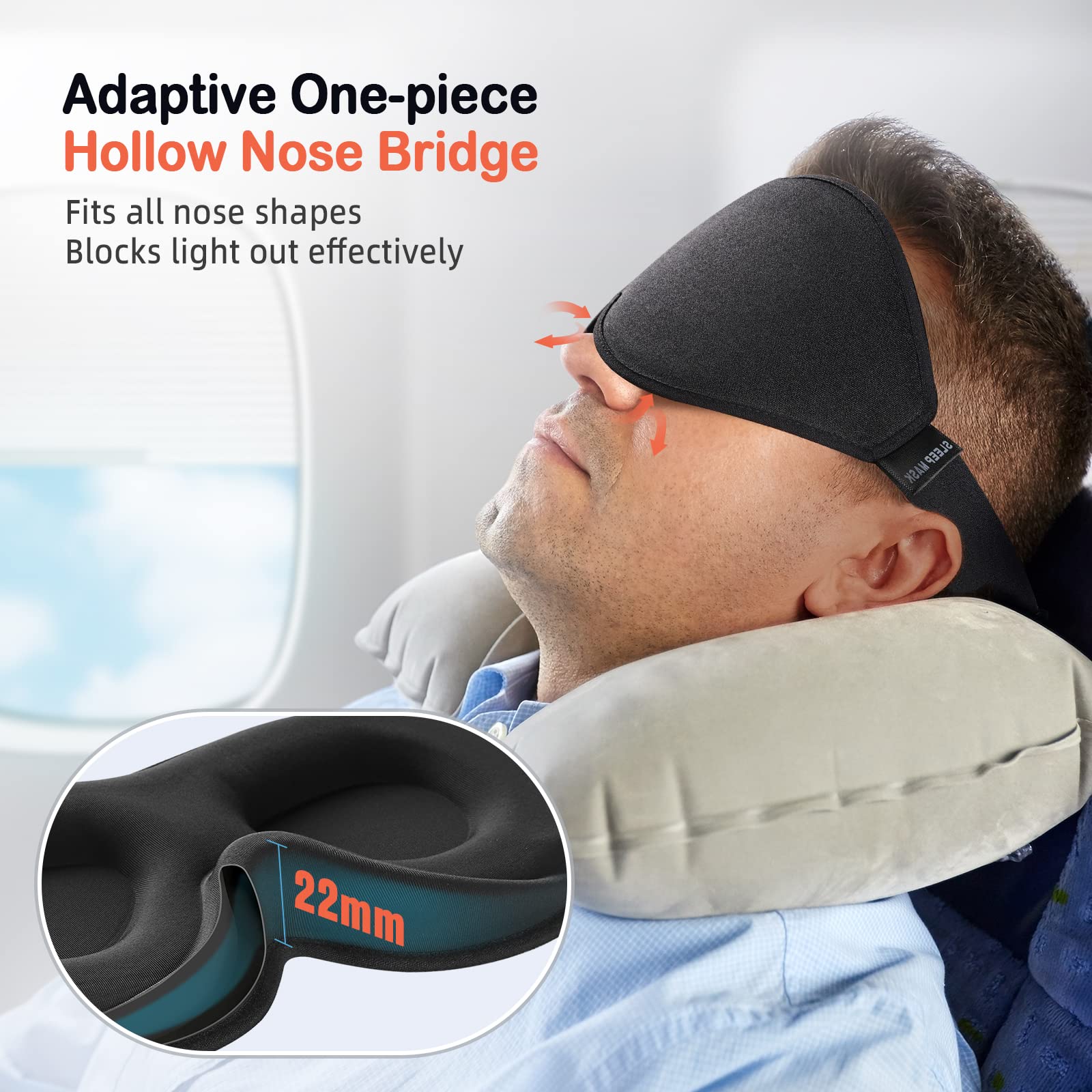 LitBear Sleep Mask for Side Sleeper Women Men, Eye Mask for Sleeping
