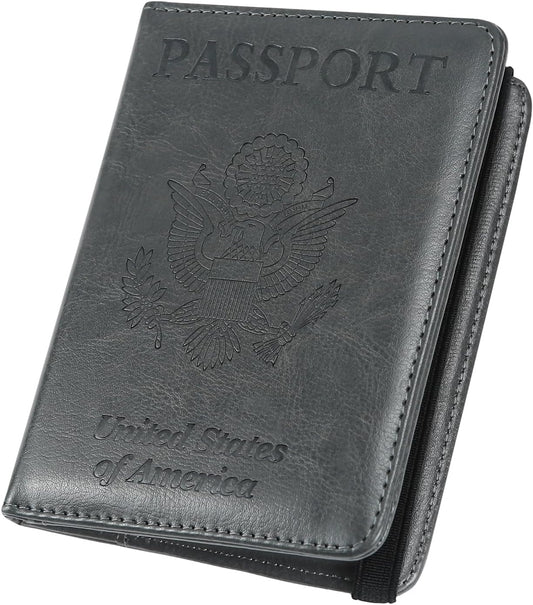 ILIYAH-Passport Cover-Passport Holder for Travel Women/Men Passport Wallet Case Travel Accessories Card Holder Wallet Unisex Travel Gifts(Deep Grey)