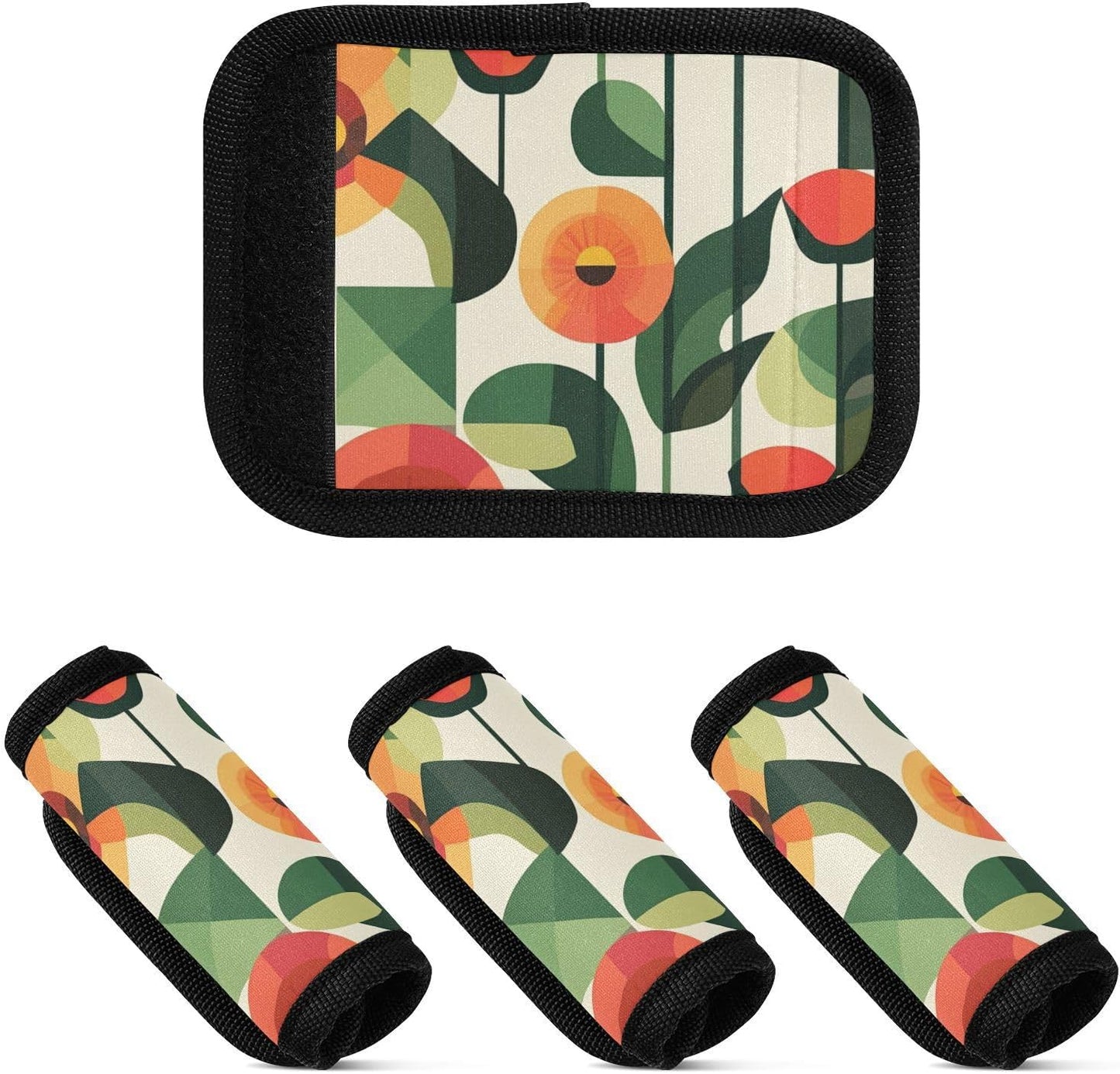 Modern Poppy Flowers 4 Pack Luggage Handle Wraps Covers for Suitcase Identifiers Bag Tags Travel Accessories