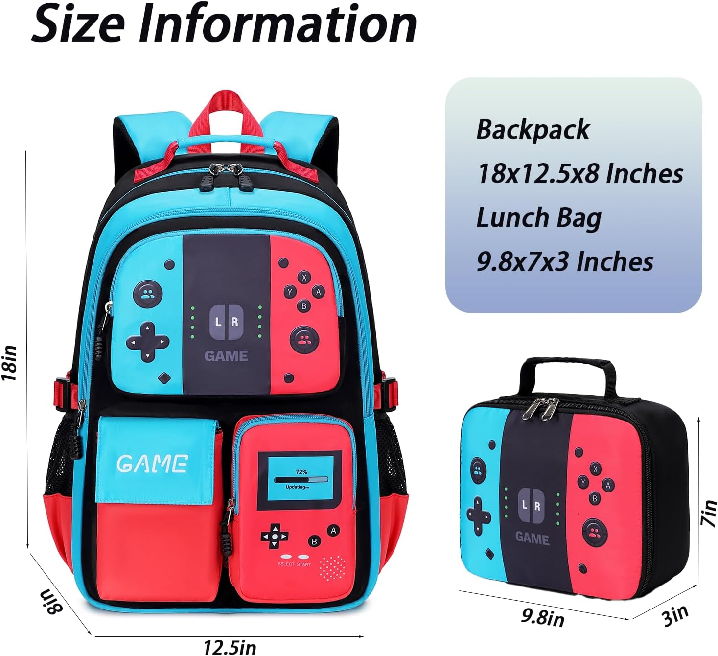 Boys Backpack Kids Bookbag Teens School Bag Luminous Game Large capacity bag