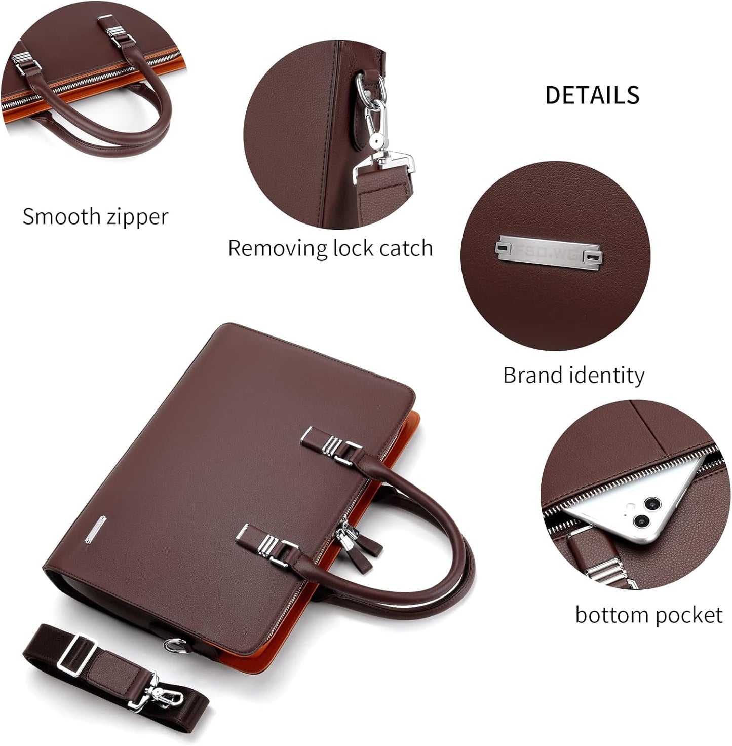 FSD.WG]Business Bag Leather Briefcase Shoulder Laptop Business Bag for Men