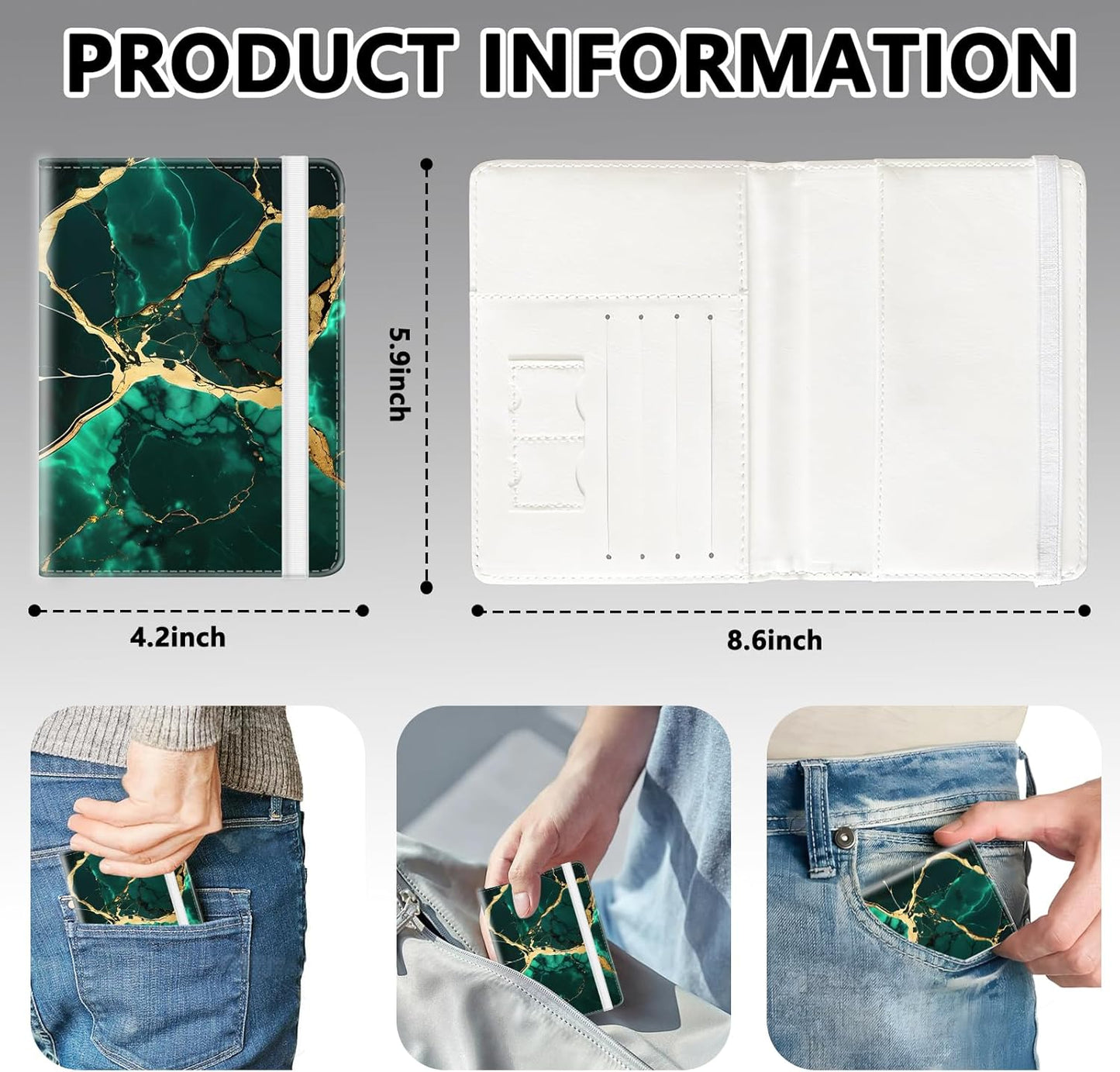 Passport Holder for Travel, Cute Passport Cover for Women Men, Waterproof PU Leather Rfid Blocking Passport Wallet with Credit Card Case for Travel Family, Boys Girls Travel Essentials