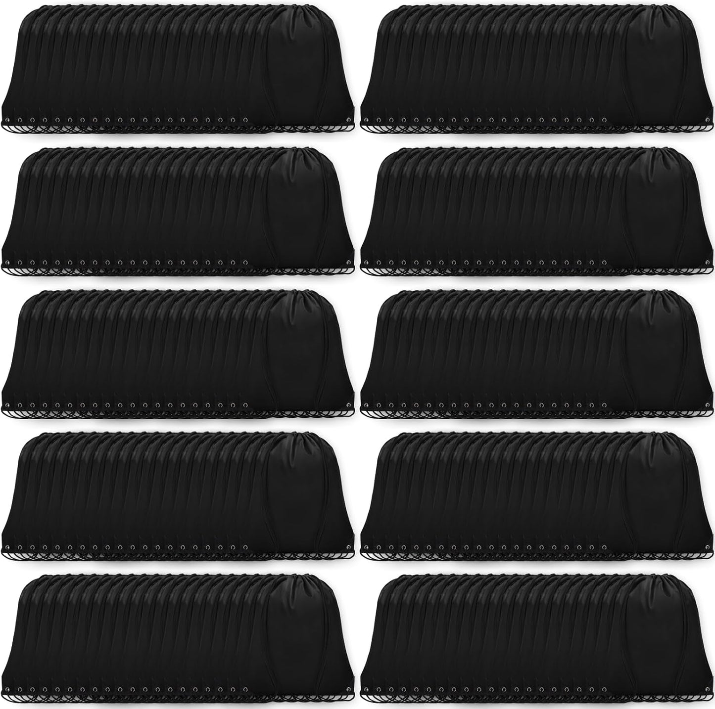 200Pcs Drawstring Backpack Bulk Cinch Sackpack Drawstring Bags Nylon for Gym Party Trip(Black)