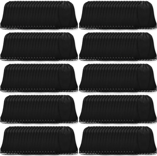 200Pcs Drawstring Backpack Bulk Cinch Sackpack Drawstring Bags Nylon for Gym Party Trip(Black)