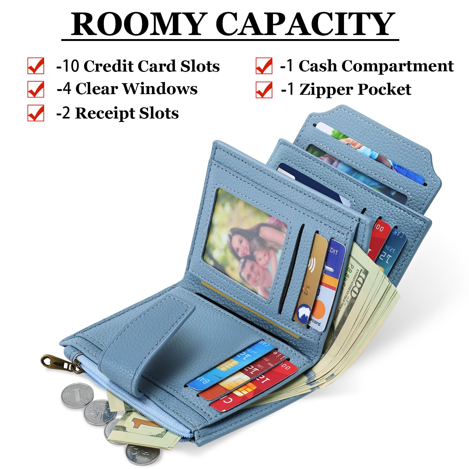 Airkit Small Wallet Women RFID Blocking Soft Leather Bifold Compact Card Holder Wallet for Women
