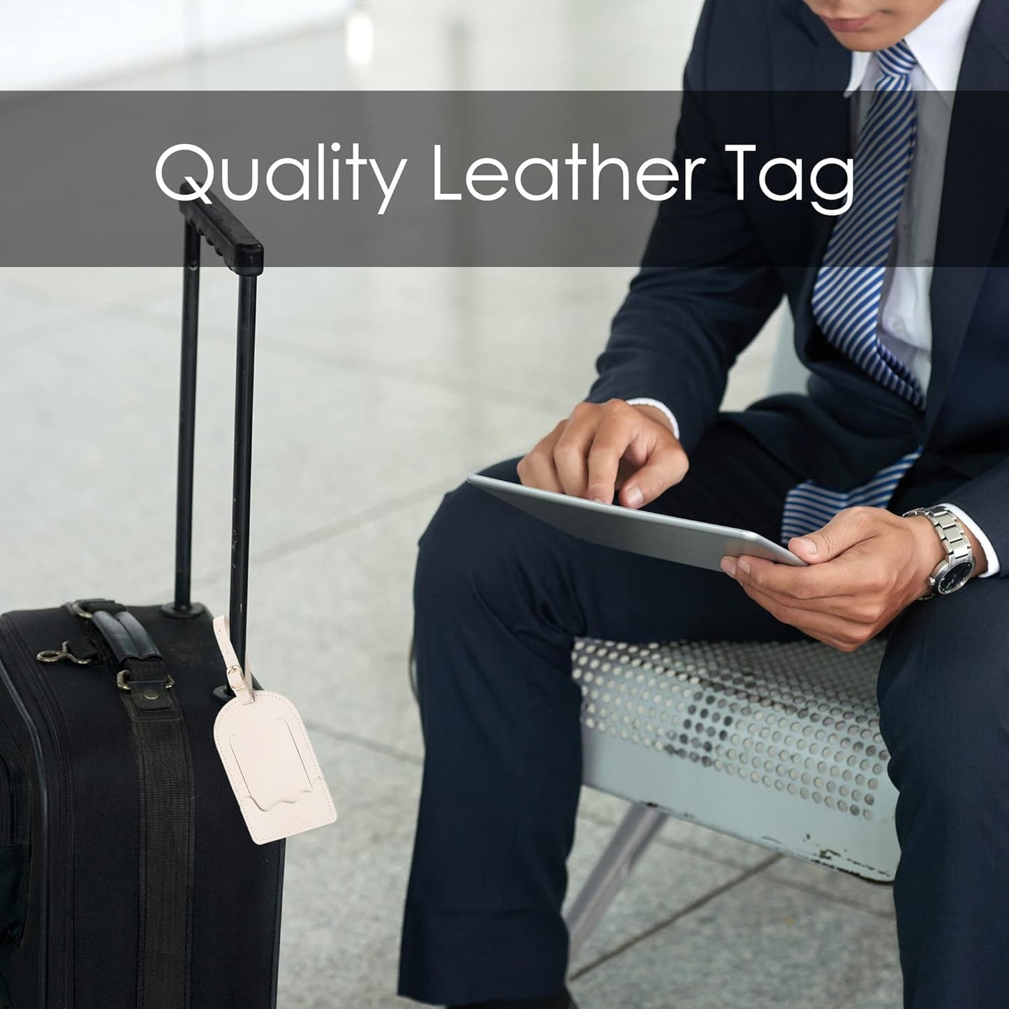 Faux Leather Luggage Tags for Suitcase Tag Set Privacy Protection with Identifie Name Lable ID Card Baggage tag for Men Women Travel Accessories, 2/4 Pack (LT07-White)