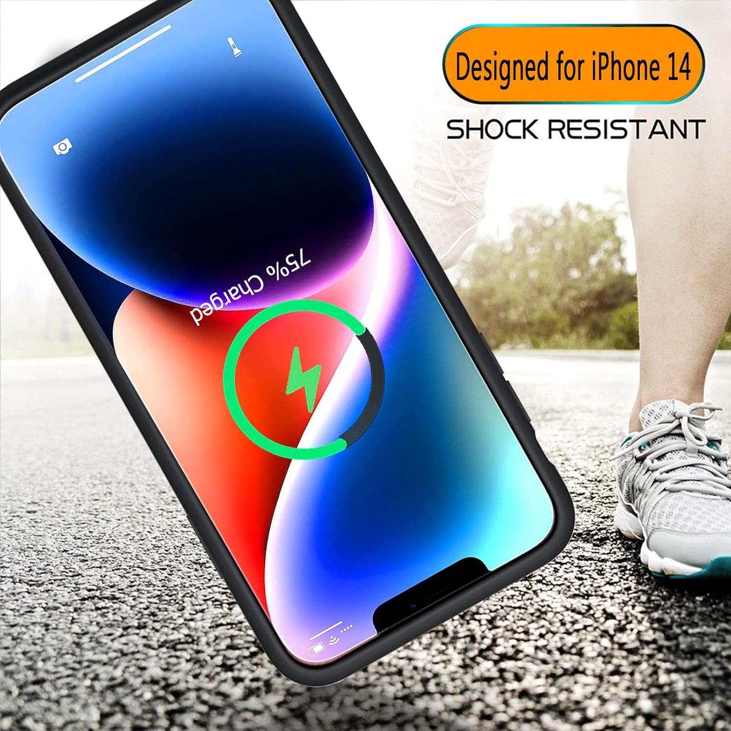 Battery Case for iPhone 14, Full Encircle 10000mAh High Capacity Rechargeable Smart Portable Charger Case Extended Battery Pack for iPhone 14 (6.1 inch) Wireless Charging Case Support Carplay-Black