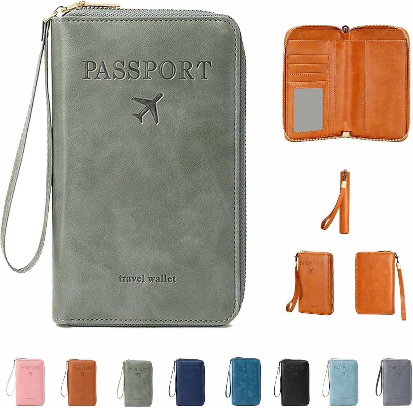 Similarbe RFID Passport Wallet,Similarbe Multi-Functional RFID Passport Wallet,Travel Wallet for Women Men - ID Card Organizer with Anti-Theft,Slim Leather Cover for Credit Cards,Cash (C)