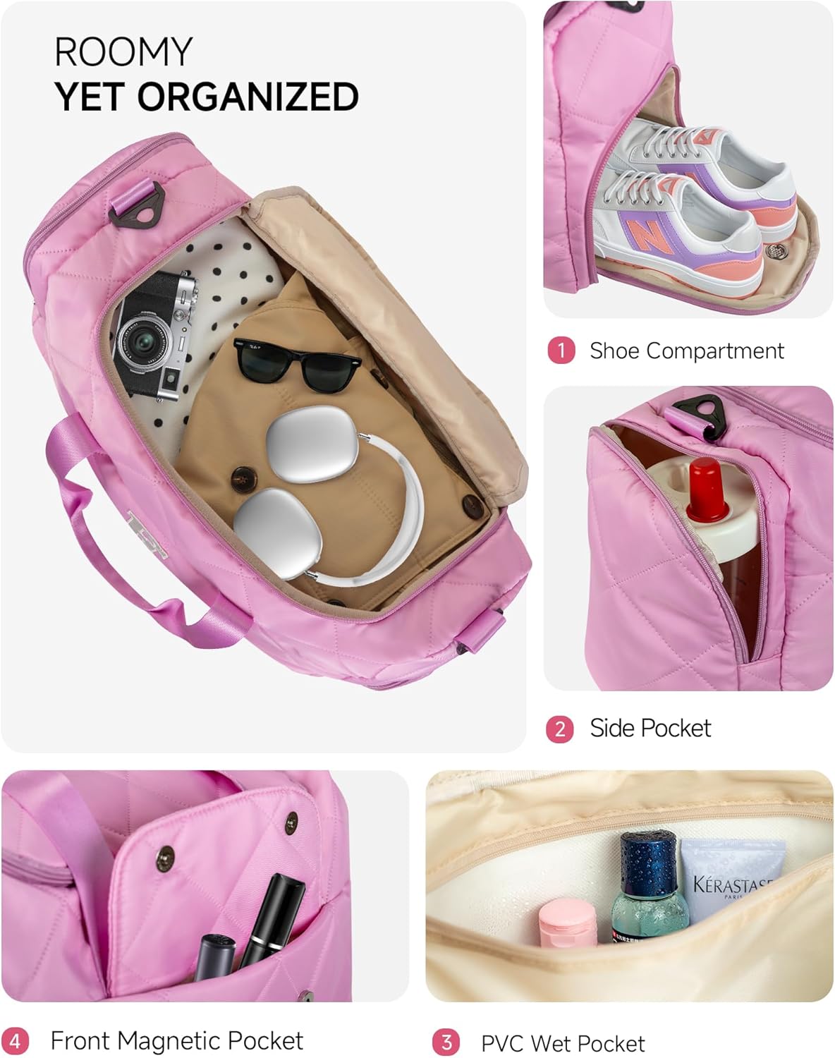 Birthday Gifts for Teen Girls, Initial Weekender Bag with Makeup Bag, Trendy Dance Bag, Teen Girl