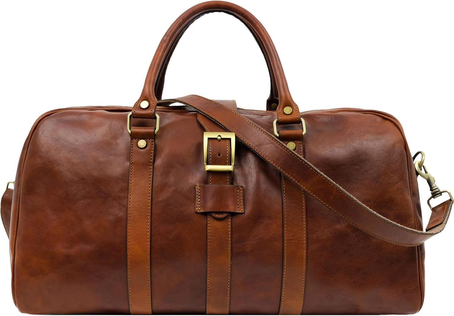 Leather Duffle Bag - Full Grain Leather Travel Bag for Men and Women - Carry on Duffel Bag - Time Resistance