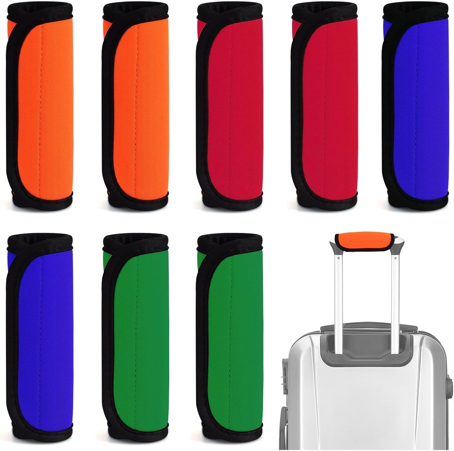 8 Pcs Soft Luggage Handle Wrap Grip Cover Identifiers, 4 Vivid Color Suitcase Handle Wraps, Waterproof Luggage Handle Covers Tags Accessories for Travel Bag Trolley Case Airplane (4 Color)