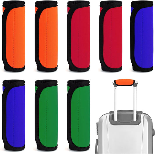 8 Pcs Soft Luggage Handle Wrap Grip Cover Identifiers, 4 Vivid Color Suitcase Handle Wraps, Waterproof Luggage Handle Covers Tags Accessories for Travel Bag Trolley Case Airplane (4 Color)