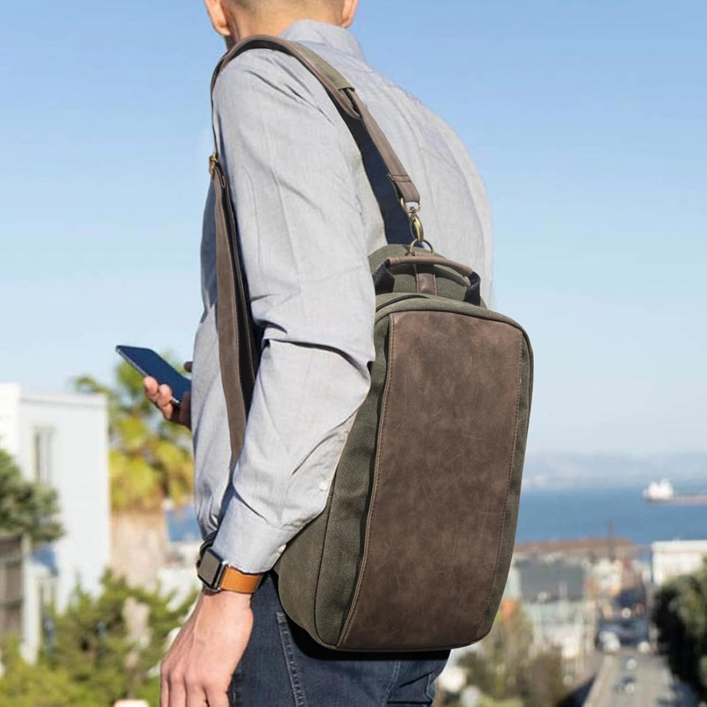 Canvas Messenger Bag Sling Bag Crossbody Shoulder Bag for Men Women Travel Work Satchel Bags