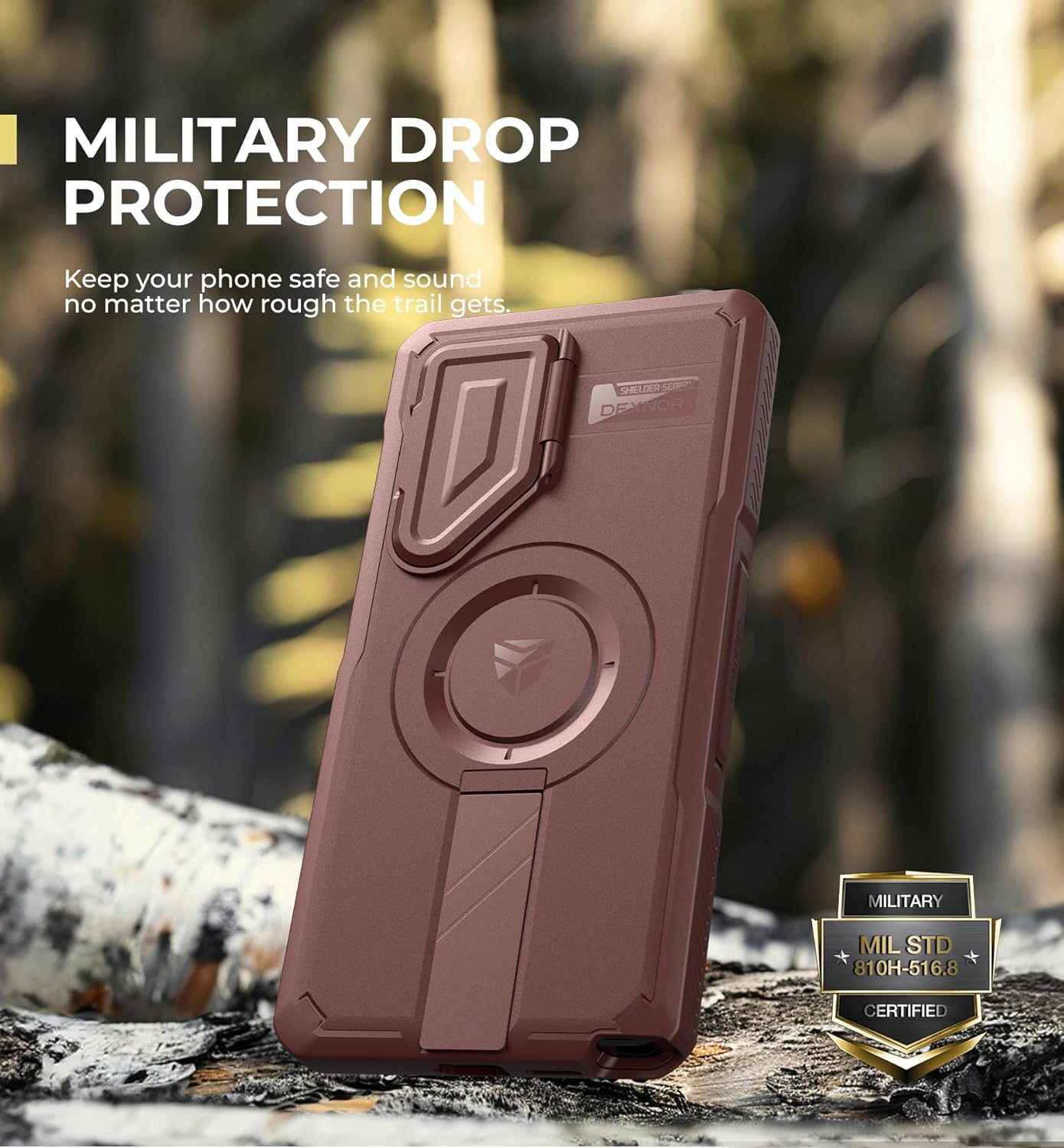 Dexnor for Samsung Galaxy S25 Ultra Case with Camera Cover & Adjustable Kickstand & Built-in Screen Protector, Magnetic Rugged Shockproof Bumper Cases Heavy-Duty Protective Cover (2025),Maroon Red