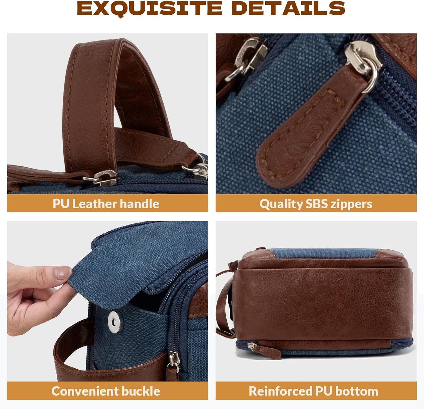 Travel Toiletry Bag for Men - Canvas Toiletries Bag with Multiple Pockets Large Hanging Travel Kit Bag for Toiletries Essentials Accessories - Navy Blue