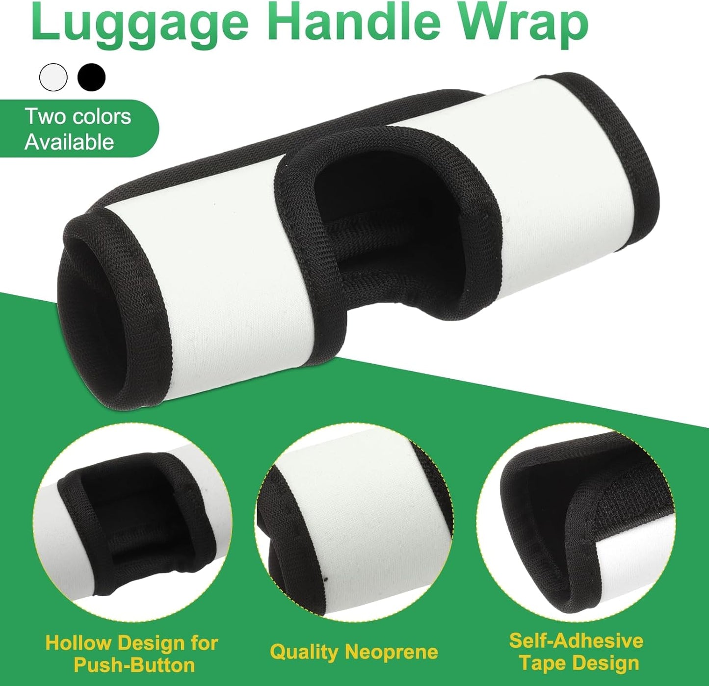uxcell Luggage Handle Wrap, 4 Pcs Hollow Neoprene Handbag Grip Cover Protector Luggage Identifiers Suitcase Handle Wraps for Luggage Suitcase Travel Bags, White/Black