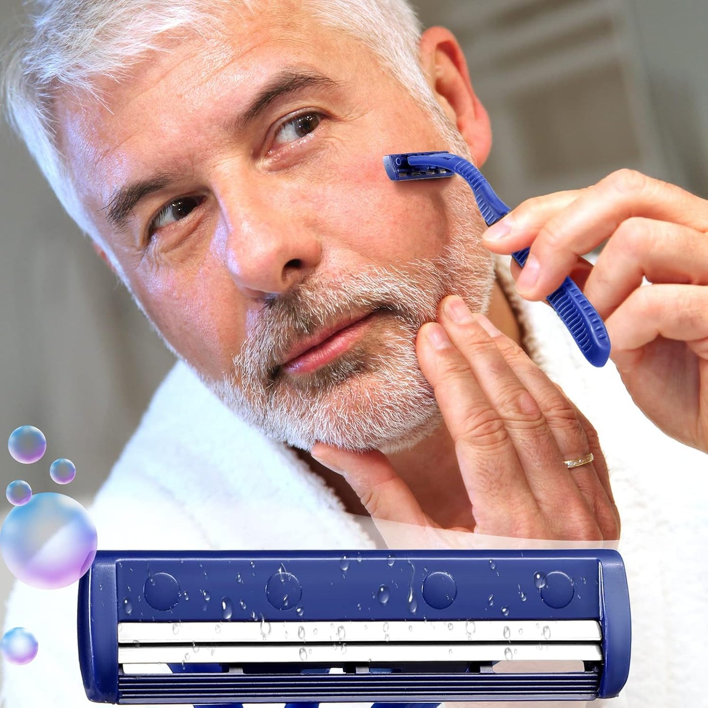 200 Pieces Disposable Razor Bulk for Men Individually Wrapped Twin Blades Shaving Razor for Shaving Safety Hotel Guest House Travel Home Use Portable, Blue
