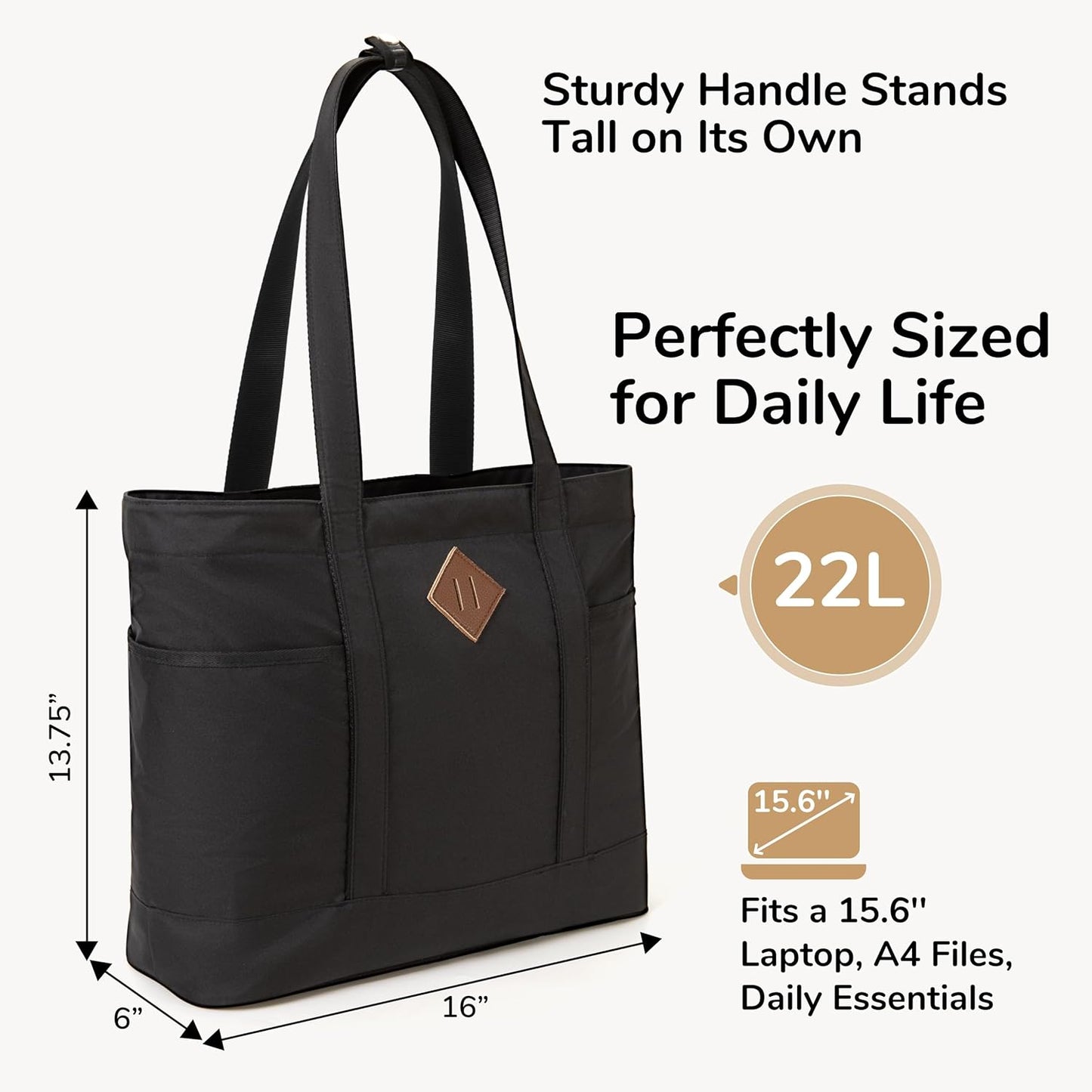 Women’s Work Tote Bag – Lightweight Laptop Shoulder Bag (Fits 15.6″), Multi-Pocket Organizer for Office & Travel