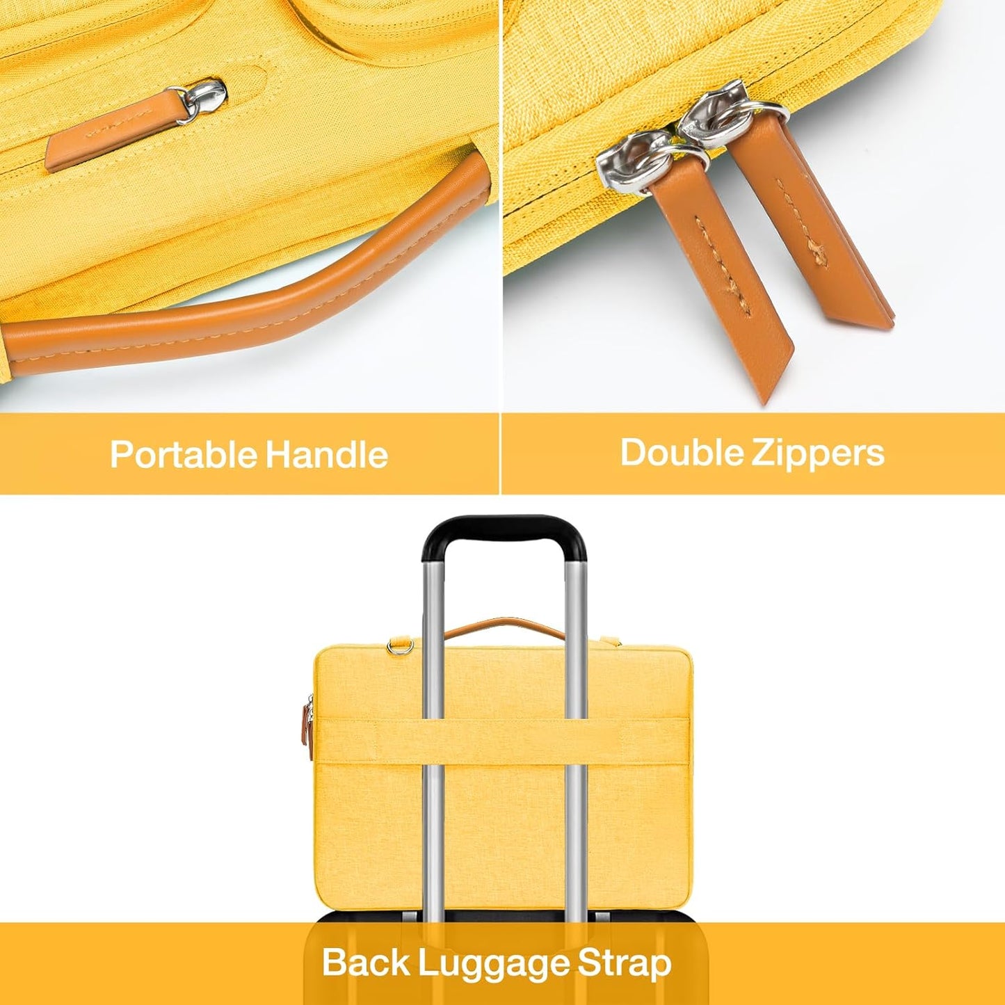 MOSISO 360 Protective Laptop Shoulder Bag,17-17.3 inch Computer Bag Compatible with MacBook, HP, Dell, Lenovo, Asus Notebook,Side Open Messenger Bag with 4 Zipper Pockets&Handle, Yellow