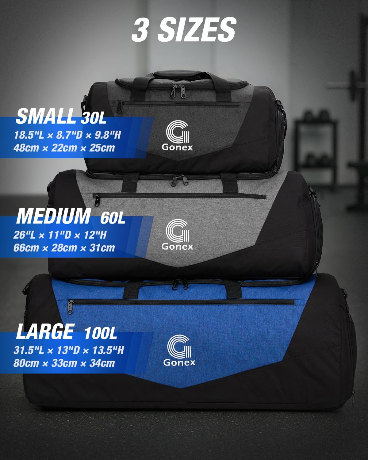 Gonex Gym Duffel Bag with Shoe Compartment Wet Pocket, Large Capacity Sports Duffle Bag for Men