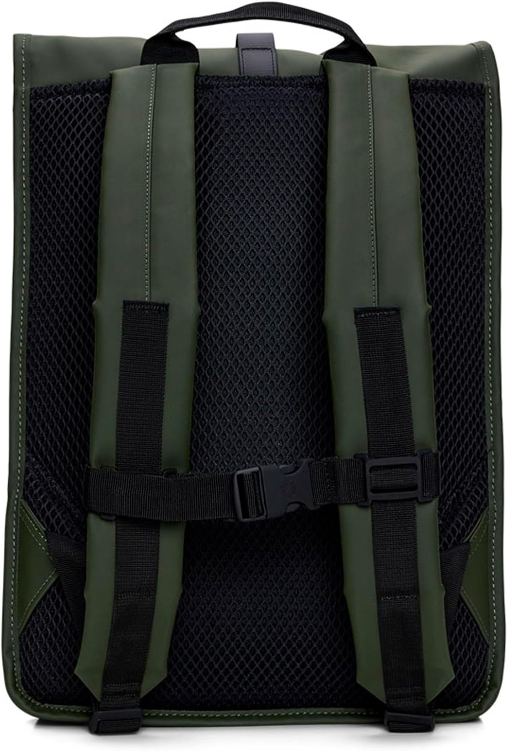 RAINS Rolltop Rucksack Green Waterproof Rolltop Backpack Water Resistant Water Repellent Commuter Travel Pack Urban Minimalist Design 2 Year Warranty
