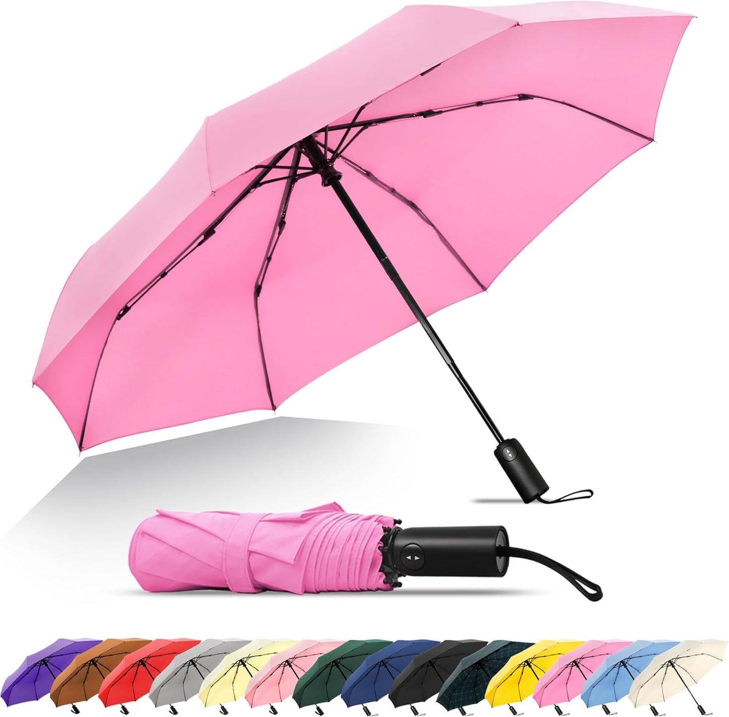 SoulRain Travel Umbrella - Compact Umbrella for Rain - Perfect Large Auto Folding Umbrella - Ideal Car umbrella, Small umbrella, and Travel Companion