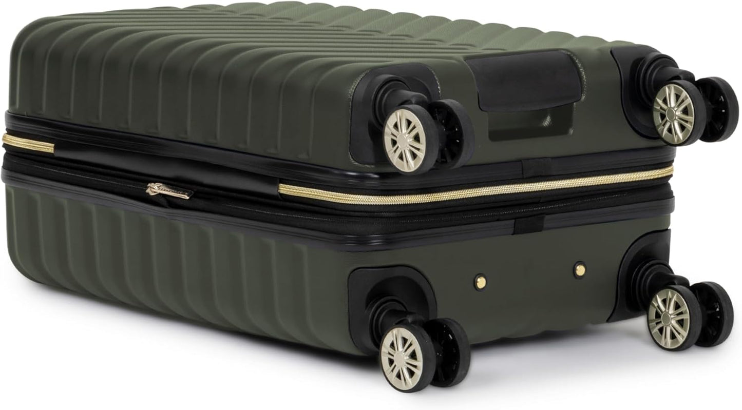 Kenneth Cole REACTION Madison Square Lightweight Hardside Chevron Expandable Spinner Luggage, Olive, 20-Inch Checked