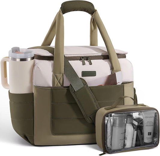 LOVEVOOK Weekender Bags for Women,Carry on Duffle Bag for Travel, Water-resistant Gym Bag with Wet Pocket,Overnight Travel Bag (Been Green, L)