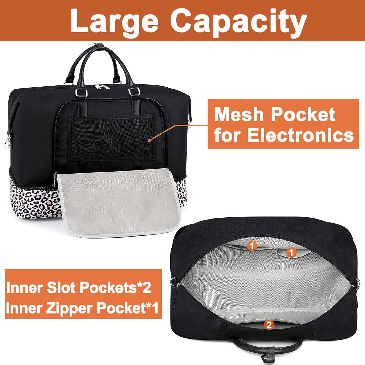 Travel Weekender Bag for Women, Overnight Bag with Shoe Compartment Oversized Travel Duffel Bag Carry On Tote 21"